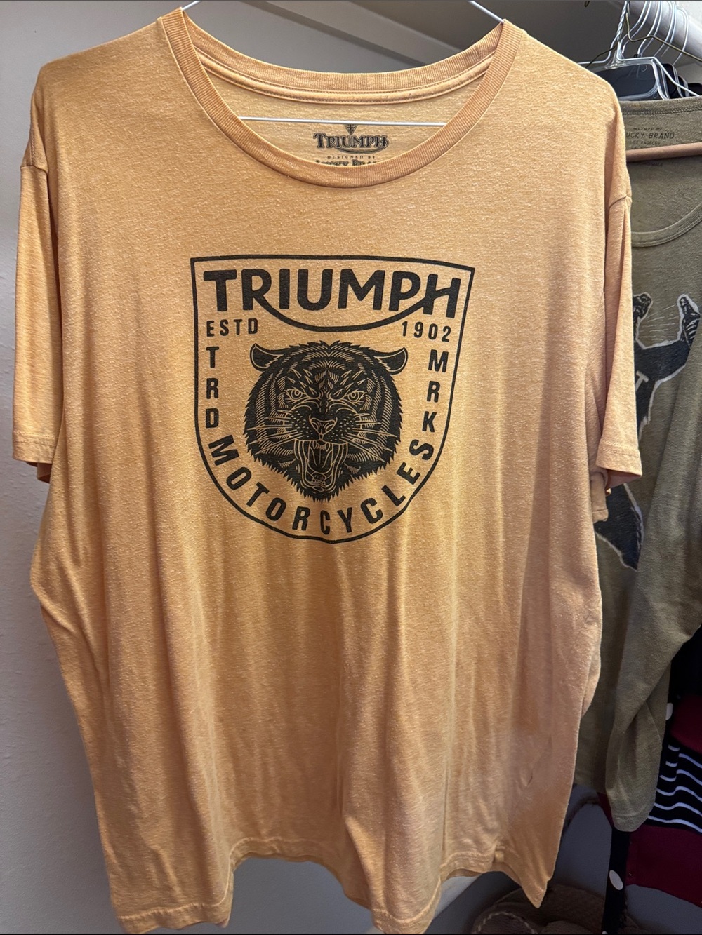 Men’s Lucky Brand Short Sleeve Tee with Black Triumph Motorcycle Crest